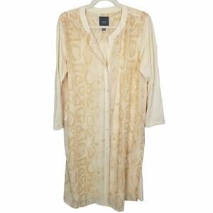 Lysse Womens Linen Tunic Size M Snake Print Stretch Coastal Grandma Resortwear